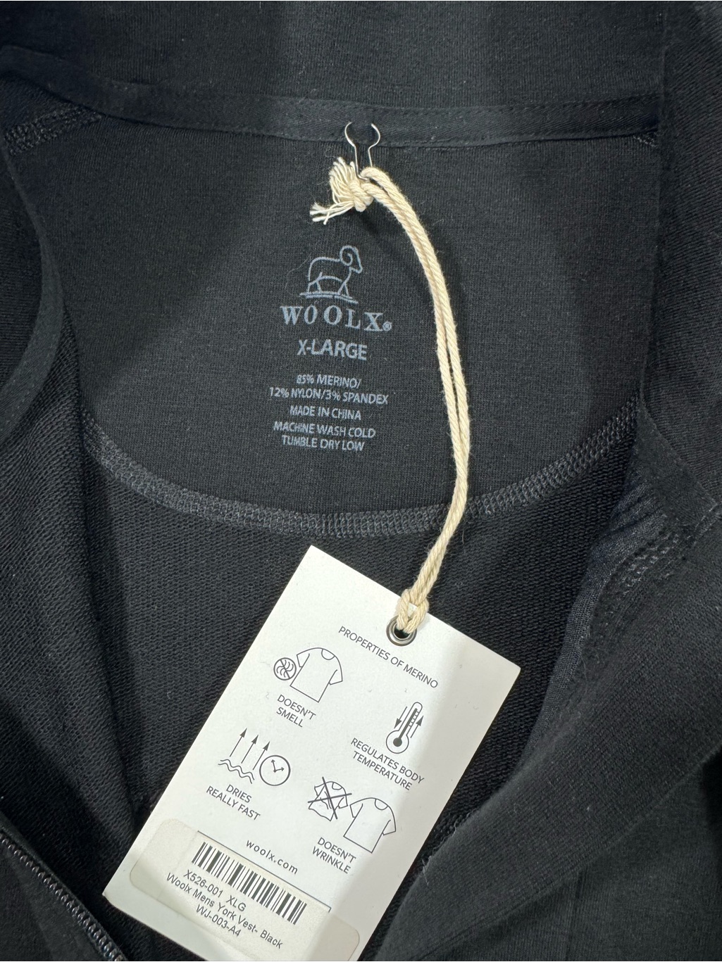 Woolx Mens New York Full Zip Vest Black — image 3 of 5